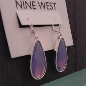 NINE WEST Mod/Contemporary Silver Purple-Pink Luminescent Teardrop Earrings**NEW